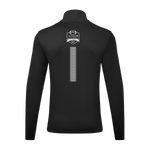 The Click & Collect Iowa State Black Mens 1/4 Zip from College Football Ireland Store features a white geometric stripe down the back and a top badge reading Aer Lingus 4 Star Street League 2023 with an airplane icon.