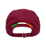 The Click & Collect Iowa State Cardinal Cap from College Football Ireland Store is maroon, shown from the back with a curved green, white, and orange stripe above the adjustable strap.