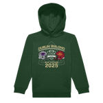The Click & Collect Joint Team Kids Hoodie from College Football Ireland Store is a green hoodie with two football helmets, Dublin Ireland, Aviva Stadium, and 2025 graphic on the front.