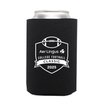 The Click & Collect Joint Team Koozie from College Football Ireland Store is a black can cooler featuring a white football-themed logo that says Aer Lingus College Football Classic 2025 with a football icon above.