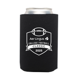The Click & Collect Joint Team Koozie from College Football Ireland Store is a black can cooler featuring a white football-themed logo that says Aer Lingus College Football Classic 2025 with a football icon above.