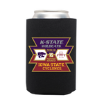 The College Football Ireland Stores Click & Collect Joint Team Koozie keeps your drink cool and features K-State Wildcats and Iowa State Cyclones logos with Dublin 2025, K-State vs Iowa State Cyclones event text. Can not included.