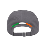 The Click & Collect K-State Grey Cap from College Football Ireland Store is a dark gray baseball cap shown from the back, with a curved stripe in green, white, and orange above the adjustable strap.