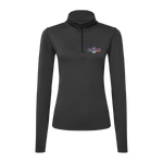 The Click & Collect K-State Charcoal Womens 1/4 zip by College Football Ireland Store is a black long-sleeve pullover featuring the K-State Alumni Association logo on the left chest.