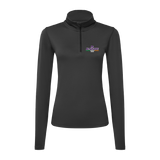 The Click & Collect K-State Charcoal Womens 1/4 zip by College Football Ireland Store is a black long-sleeve pullover featuring the K-State Alumni Association logo on the left chest.