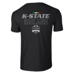 The Click & Collect K-State Black T-shirt by College Football Ireland Store features K-STATE in bold above IRELAND on the back, plus an Aer Lingus College Football Classic 2024 logo with a small Irish flag.
