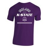 The Click & Collect K-State Purple T-shirt from College Football Ireland Store features white “IRELAND 2025, K-STATE” text and a football graphic with “Aer Lingus College Football Classic 2025” on the back.
