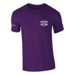 The Click & Collect K-State Purple T-shirt from College Football Ireland Store features K-State Dublin, Ireland on the left chest and a small American flag on the left sleeve.